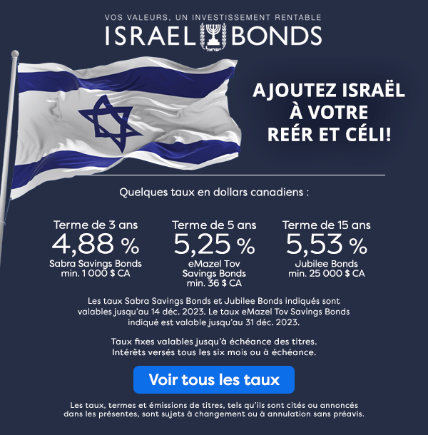 Israel Bonds : Ajoutez Israël à Votre REÉR. Ajoutez Israël à Votre CÉLI.