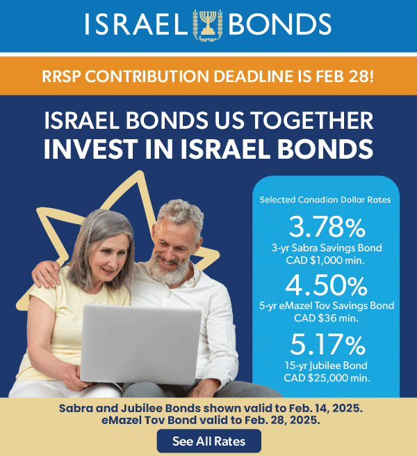 Israel Bonds rates Feb 1-14, 2025.