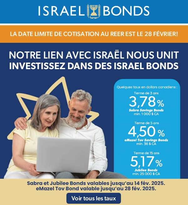 Israel Bonds taux du 1 au 14 février 2025