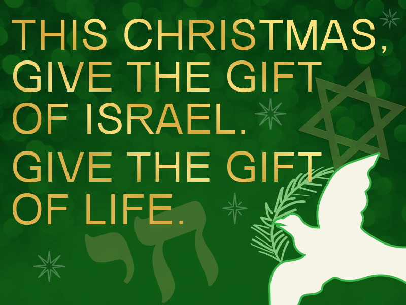 This Christmas, give the gift of Israel. Give the gift of life Background