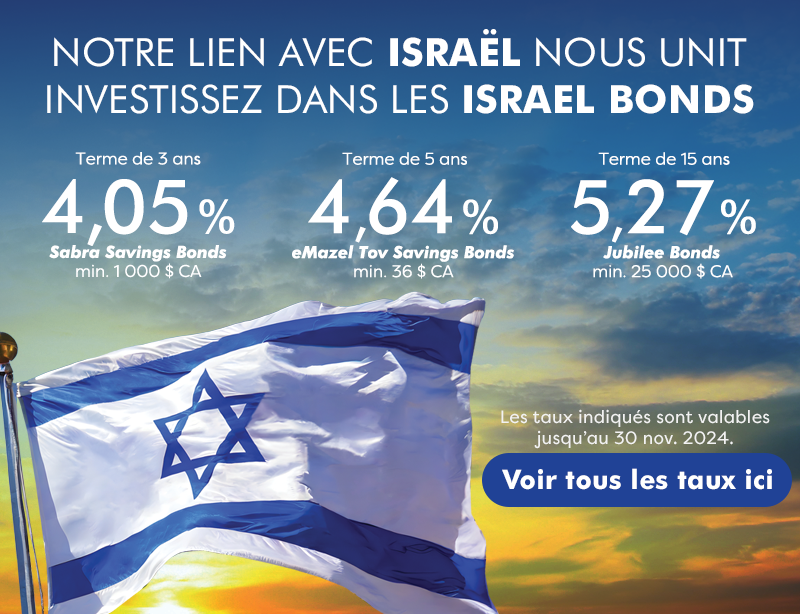 Taux des Israel Bonds pour 15 au 30 nov. 2024